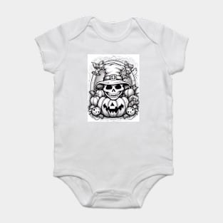 scary witch on white background Baby Bodysuit